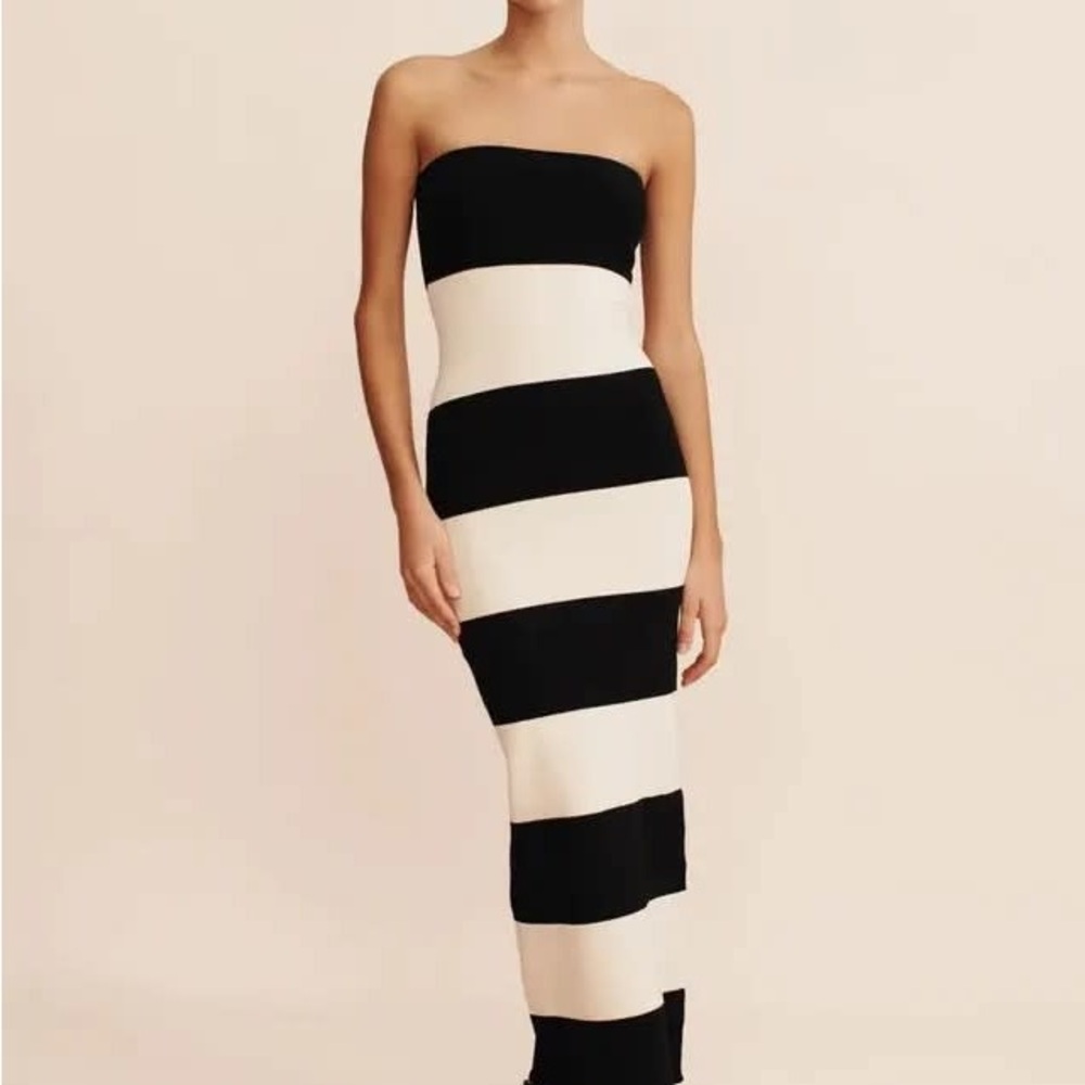 Posse Theo Black and White Jersey Strapless Dress
